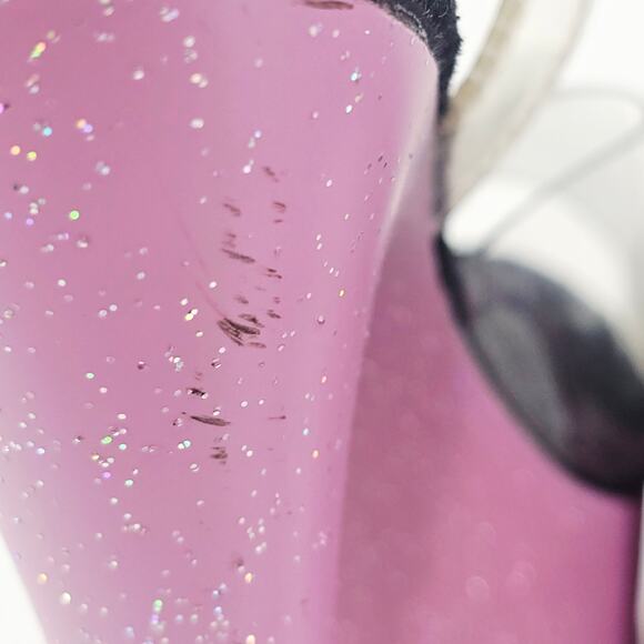 Pleaser Platform 9" Heels Adore 708 Pink Glitter Hologram Ankle Strap 8 - Picture 5 of 11
